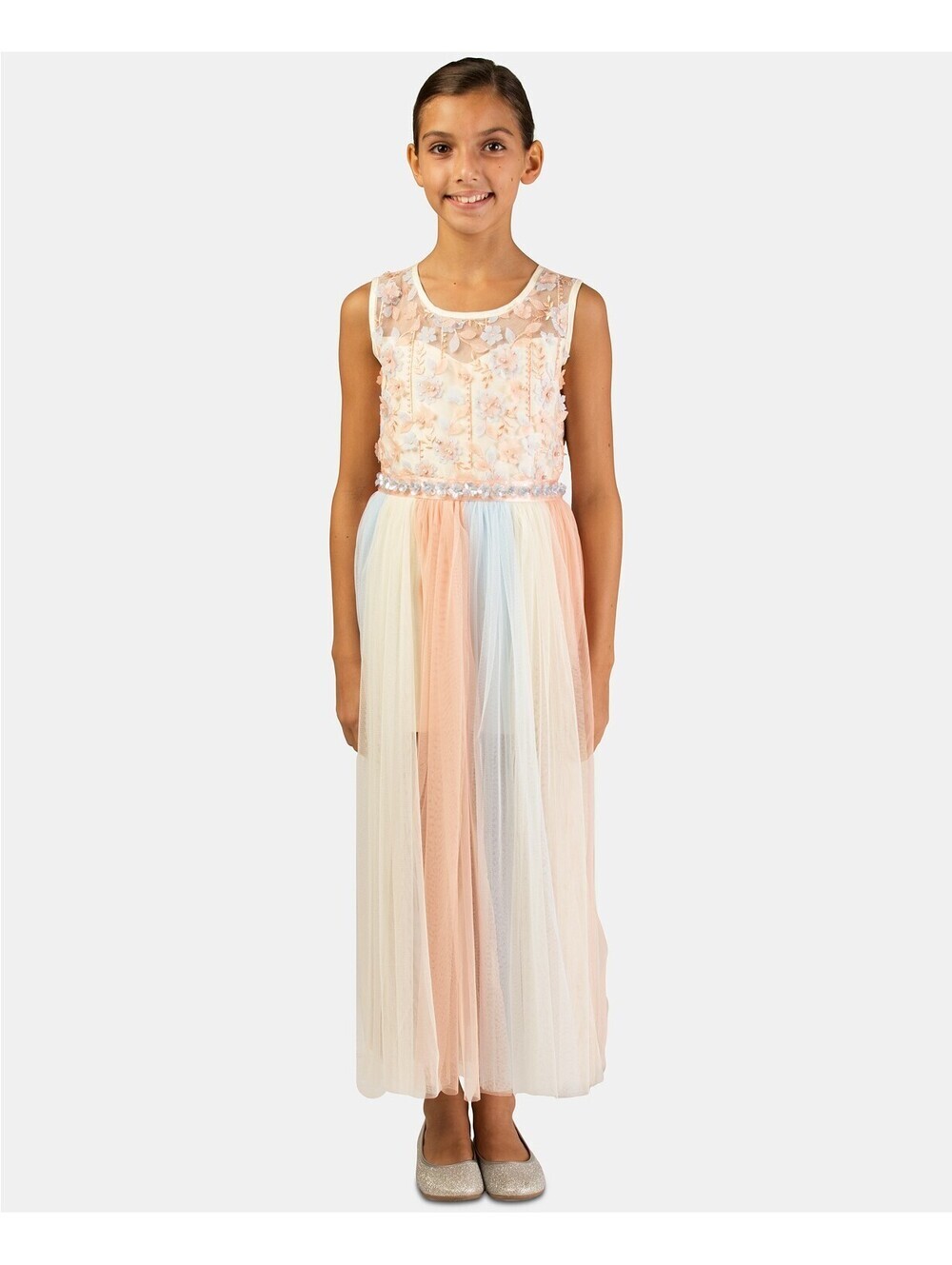 Bonnie Jean Big Kid Girls Rainbow Maxi Overlay Romper Dress Size 7
